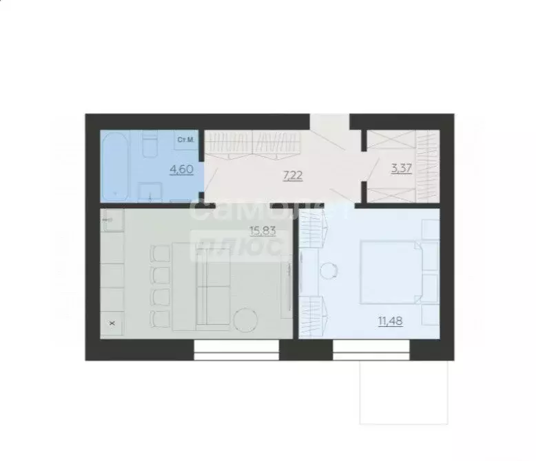 1-комнатная квартира: Ленино, проспект Мечты, 4 (42.5 м) - Фото 1