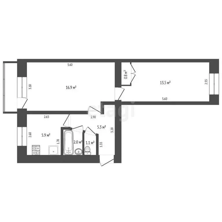2-комнатная квартира: Стерлитамак, улица Ибрагимова, 18 (45.5 м) - Фото 0