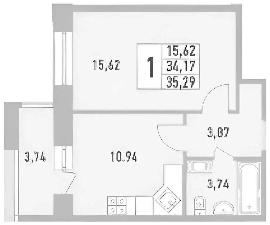 1-к кв. Санкт-Петербург ул. Александра Матросова, 8к1 (36.6 м) - Фото 1