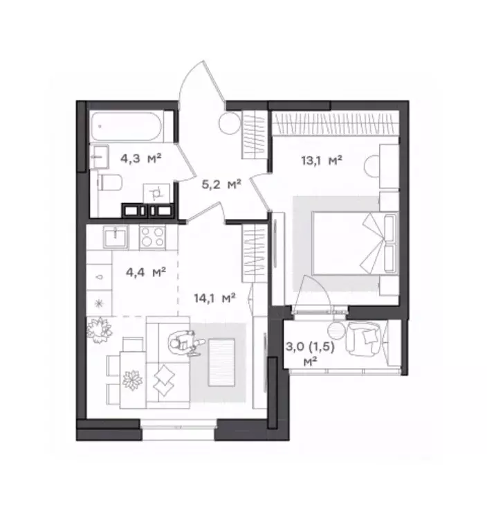 1-к кв. Ярославская область, Ярославль Тутаевское ш., 93Б (42.6 м) - Фото 1