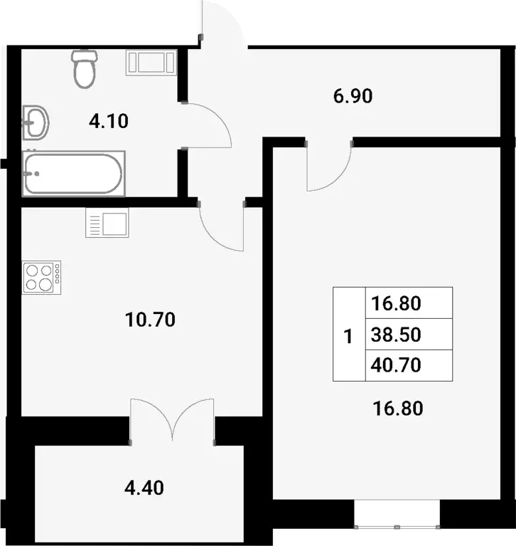 Продаётся 1-к квартира, 40.7 м - Фото 1