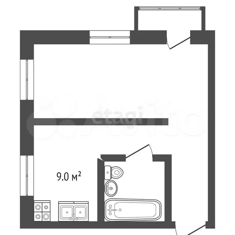 1-к. квартира, 34,1 м, 8/9 эт. - Фото 0