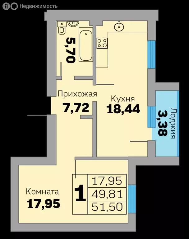 1-комнатная квартира: Зеленоградск, Приморская улица, 31 (51.5 м) - Фото 0