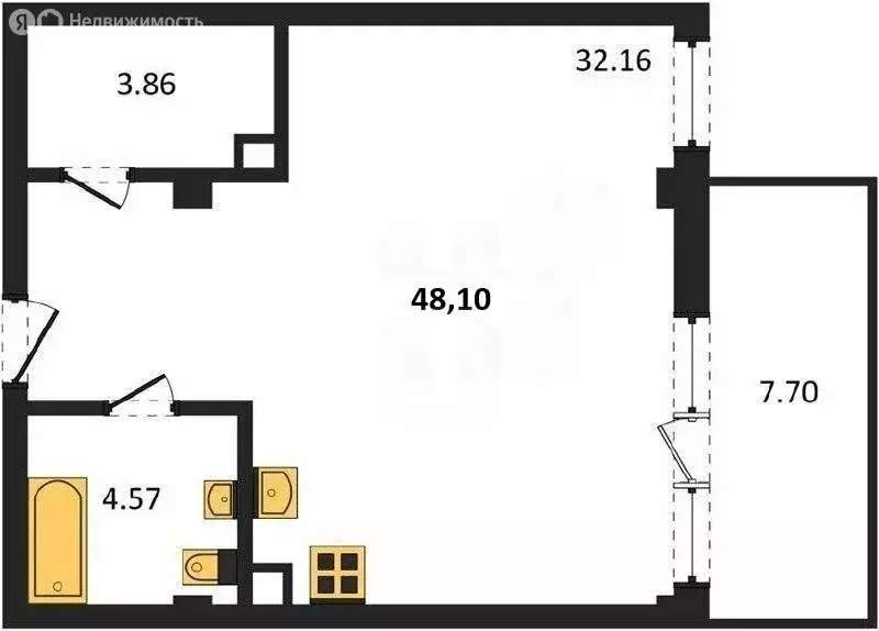 Квартира-студия: Севастополь, улица Лётчиков, 10 (48.1 м) - Фото 1