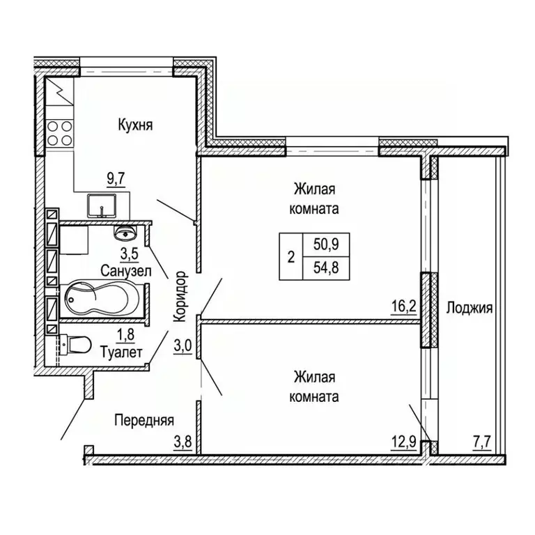 2-к кв. Приморский край, Владивосток На Черняховского жилой квартал,  ... - Фото 1