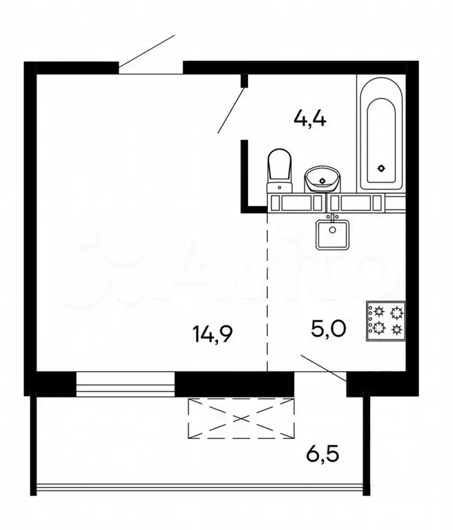 Квартира-студия, 30,8м, 9/9эт. - Фото 0