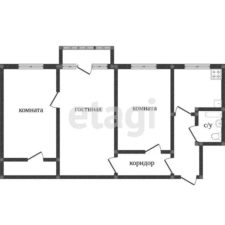 3-комнатная квартира: Кыштым, улица Интернационала, 87 (61.6 м) - Фото 0