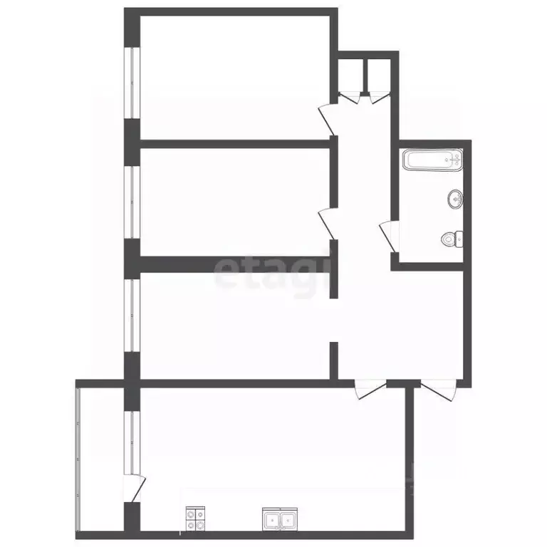 3-к кв. Саха (Якутия), Якутск ул. Федора Попова, 2 (63.0 м) - Фото 1