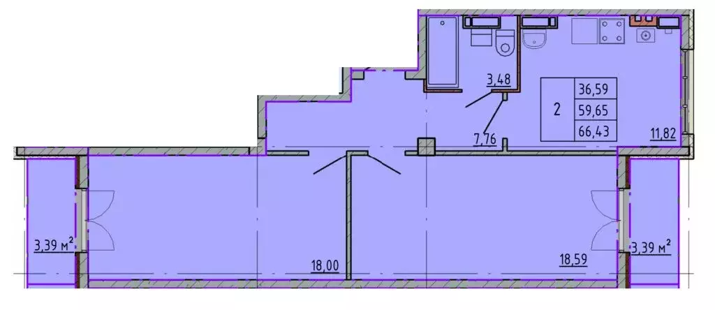 2-комнатная квартира: Шахты, улица Калинина, 10 (66.43 м) - Фото 0