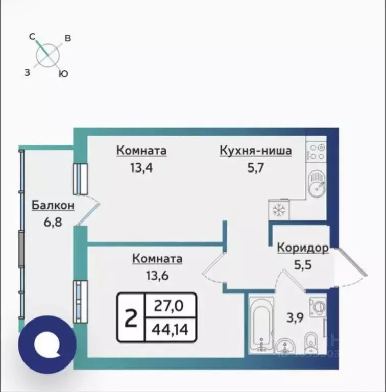 2-к кв. Удмуртия, Ижевск Союзная ул., 1 (44.0 м) - Фото 0