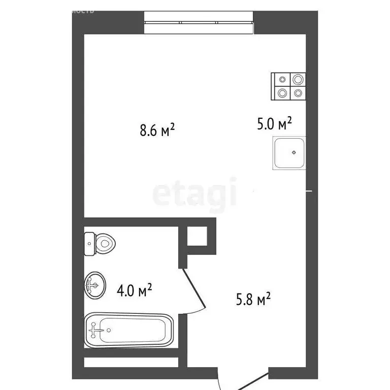 Квартира-студия: Тюмень, улица Эльвиры Федоровой, 3 (23.4 м) - Фото 0