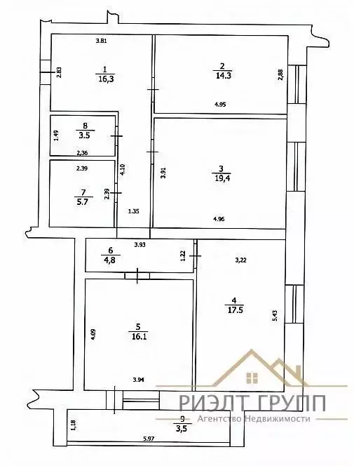 3-к кв. Татарстан, Казань ул. Фатыха Амирхана, 103 (97.6 м) - Фото 2