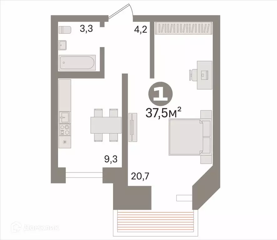 Продаётся 1-к квартира, 37.5 м - Фото 0
