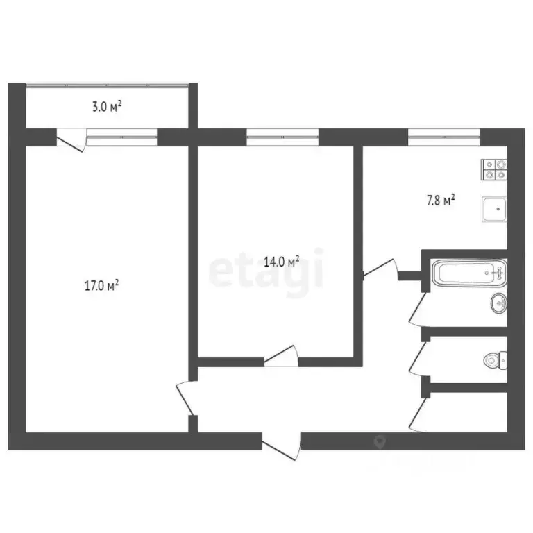 2-к кв. Самарская область, Самара Красноармейская ул., 27 (48.0 м) - Фото 1