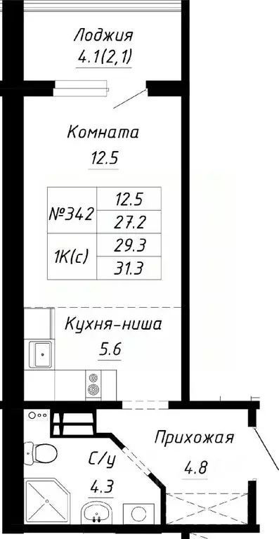 1-к кв. Алтайский край, Барнаул ул. Им. Анатолия Мельникова, 1 (29.3 ... - Фото 0