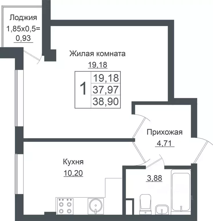 1-к кв. Краснодарский край, Краснодар ул. Карпатская, 1 (39.25 м) - Фото 0