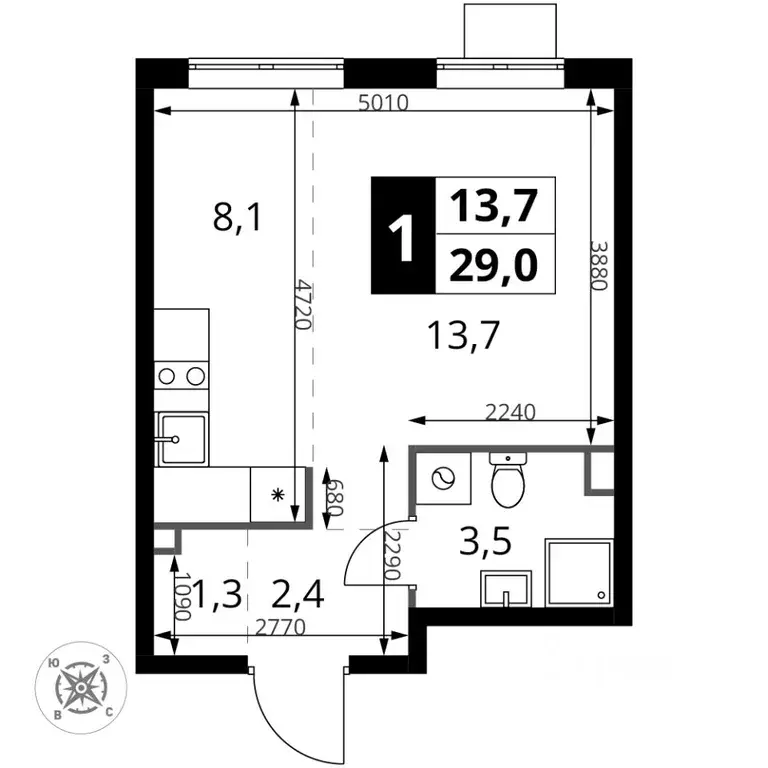 Студия Московская область, Химки Подрезково мкр, 1-й Шереметьевский ... - Фото 1
