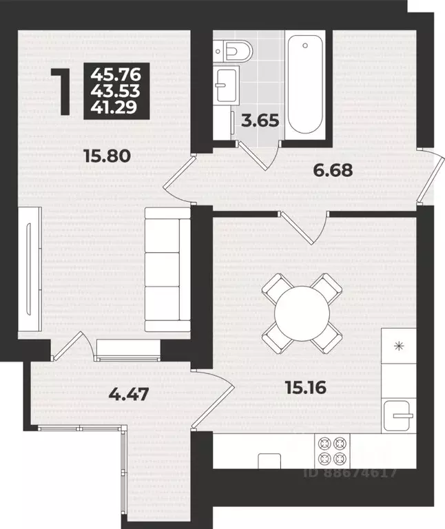 1-к кв. Калининградская область, Калининград ул. Героя России ... - Фото 1