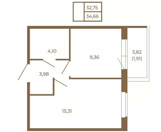 1-комнатная квартира: Сертолово, ЖК Новая История (34.66 м) - Фото 2