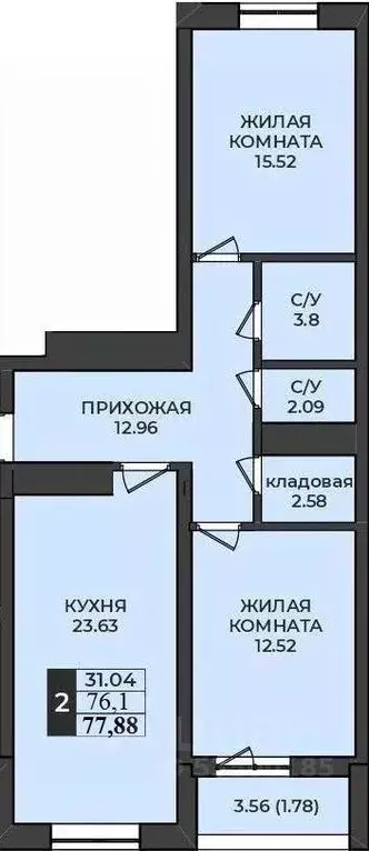 2-к кв. Оренбургская область, Оренбург Загородное ш., 19 (77.88 м) - Фото 0