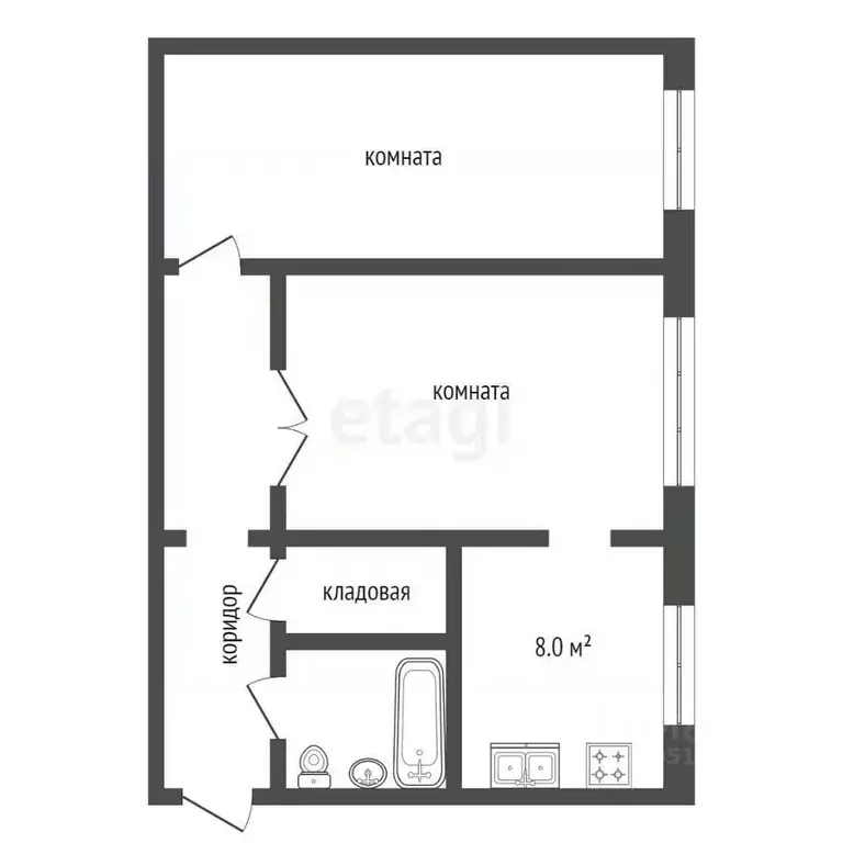 2-к кв. Татарстан, Альметьевск ул. Мусы Джалиля, 33 (44.5 м) - Фото 2