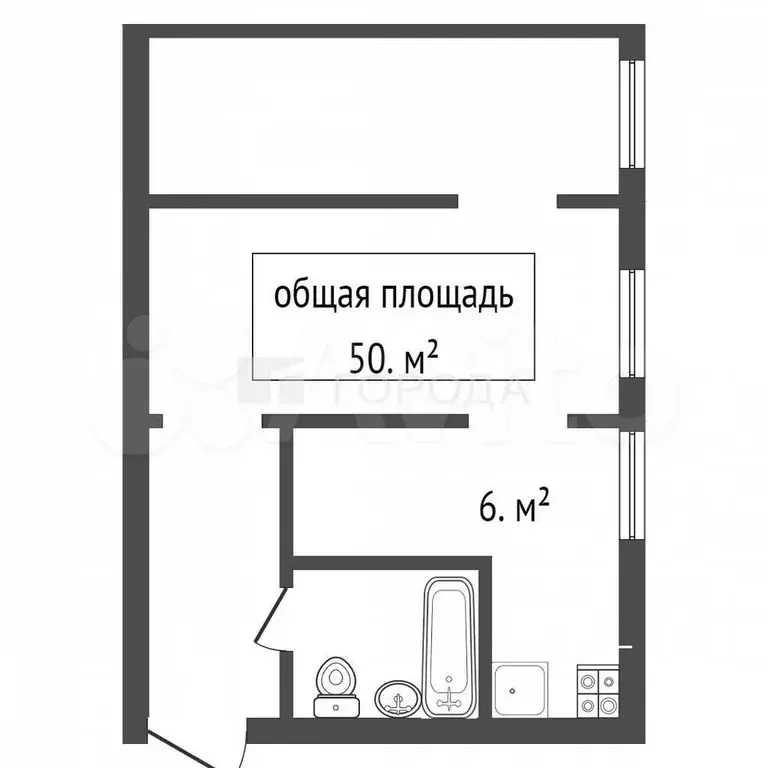 2-к. квартира, 50 м, 1/5 эт. - Фото 1