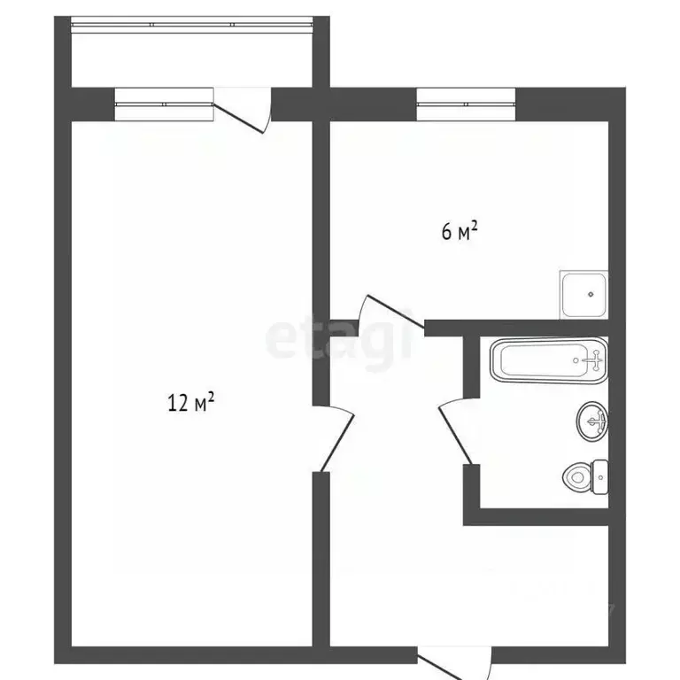 1-к кв. Брянская область, Брянск Октябрьская ул., 13 (30.5 м) - Фото 0