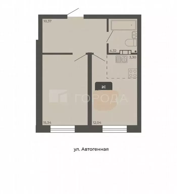 Квартира-студия: Новосибирск, Автогенная улица, 75 (45 м) - Фото 0