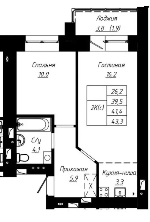 2-комнатная квартира: Барнаул, улица Чернышевского, 189 (41.4 м) - Фото 0