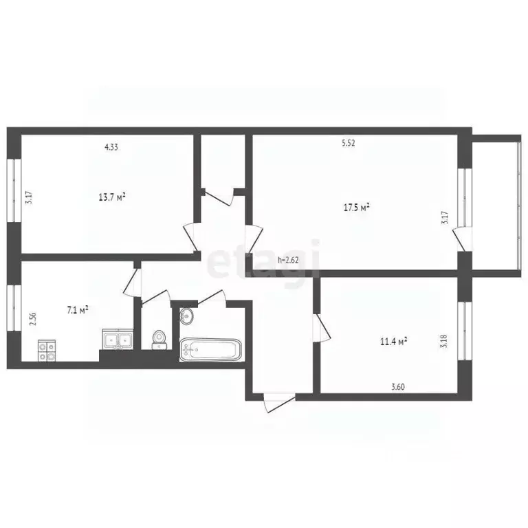 3-к кв. Ямало-Ненецкий АО, Ноябрьск Советская ул., 78 (70.1 м) - Фото 0