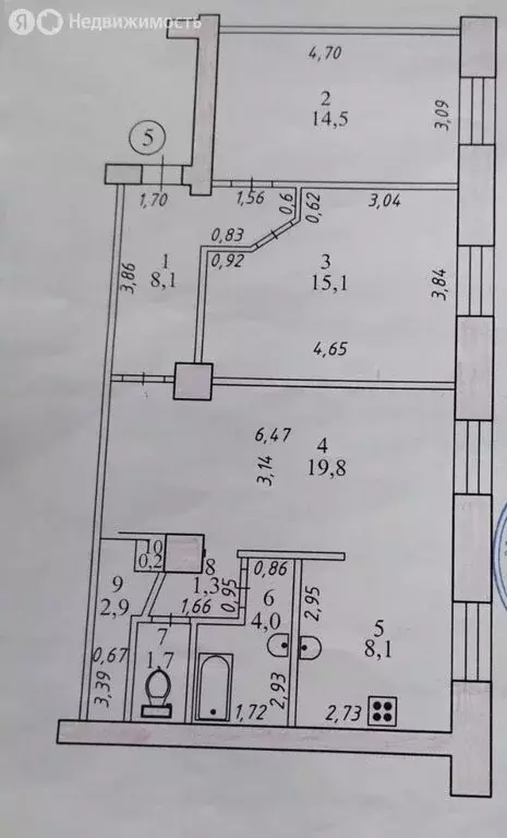 3-комнатная квартира: Комсомольск-на-Амуре, улица Калинина, 22 (75.7 ... - Фото 2