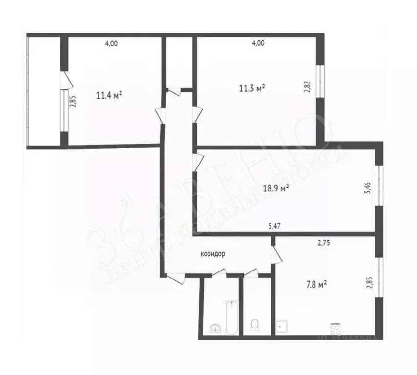 3-к кв. Воронежская область, Воронеж Рижская ул., 4 (66.8 м) - Фото 1