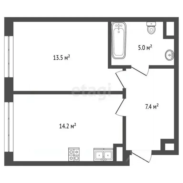1-к кв. Москва проезд Проектируемый № 1286 (40.1 м) - Фото 1