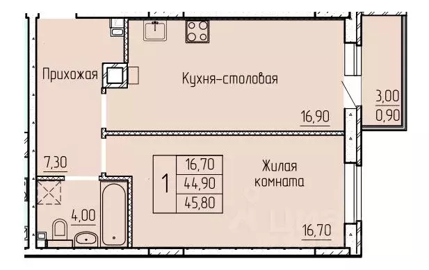 1-к кв. Ростовская область, Батайск ул. Макаровского, 4к2 (45.7 м) - Фото 0