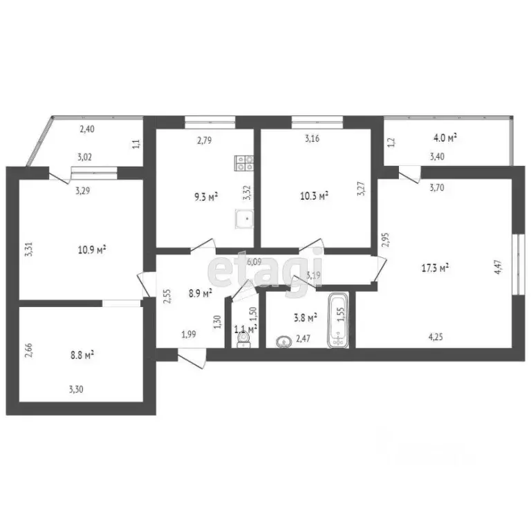 3-к кв. Тверская область, Тверь Мигаловская наб., 1к2 (84.8 м) - Фото 2