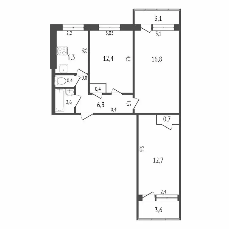 3-комнатная квартира: Комсомольск-на-Амуре, Магистральное шоссе, 29к4 ... - Фото 0