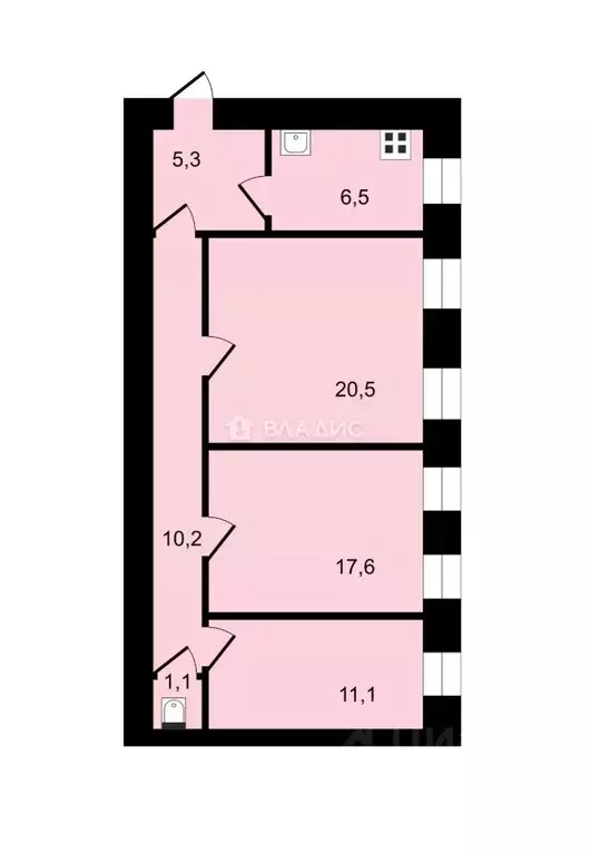 3-к кв. Санкт-Петербург ул. Чапаева, 11/4 (73.0 м) - Фото 1