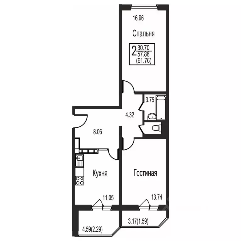 2-к кв. Московская область, Домодедово Востряково мкр, ул. Ледовская, ... - Фото 1