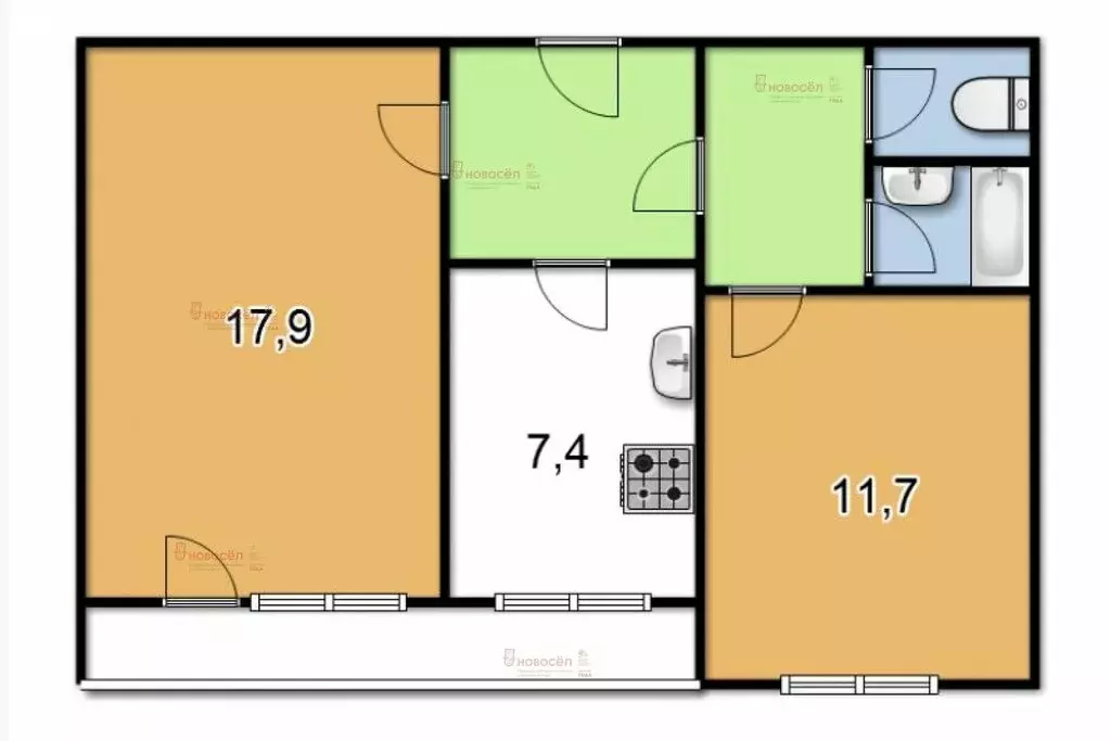 2-комнатная квартира: Екатеринбург, улица Начдива Онуфриева, 12 (48 м) - Фото 1