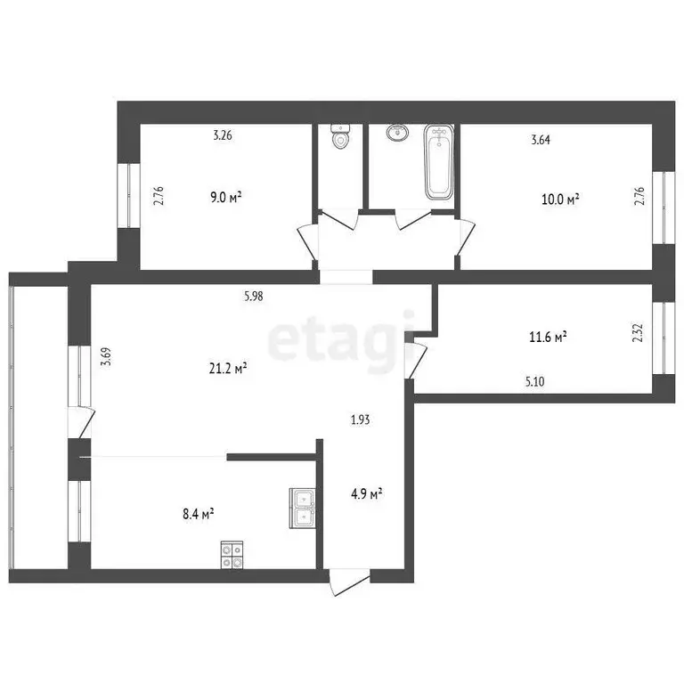 4-комнатная квартира: Ярославль, улица Бабича, 17 (72.1 м) - Фото 0