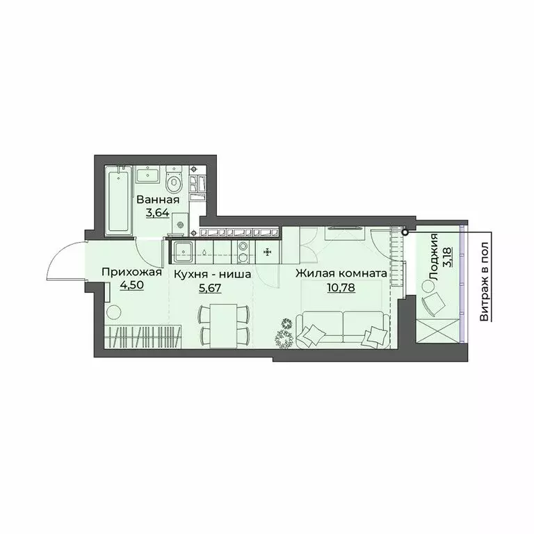 Квартира-студия: Екатеринбург, улица Викулова, 41Б (27.77 м) - Фото 0
