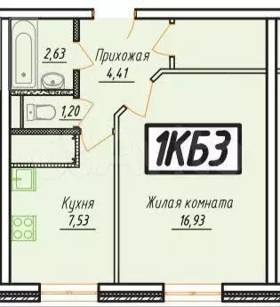 1-к. квартира, 39 м, 3/4 эт. - Фото 0