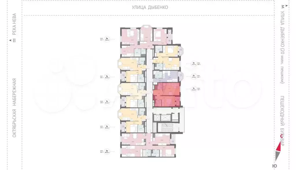 1-к. квартира, 39,4 м, 16/18 эт. - Фото 1