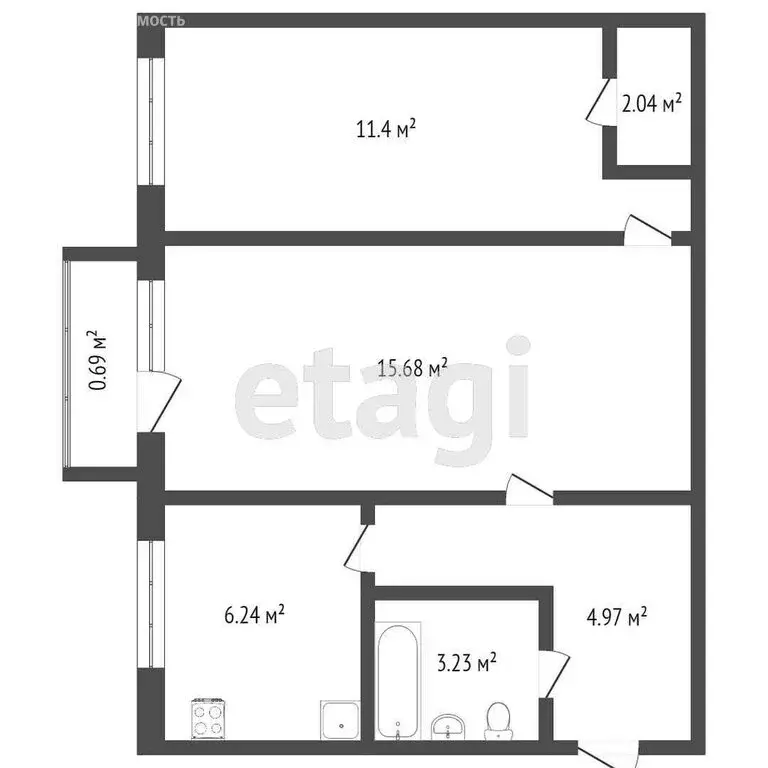 2-комнатная квартира: Симферополь, улица Гоголя, 74 (43.3 м) - Фото 0
