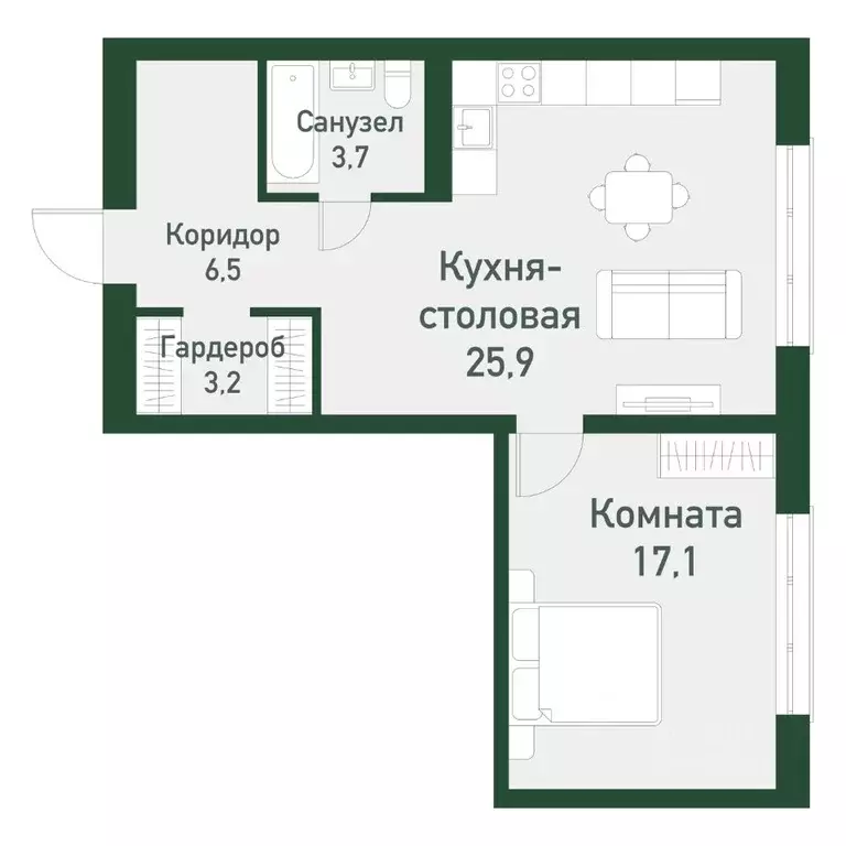 1-к кв. Челябинская область, Челябинский городской округ, пос. ... - Фото 0