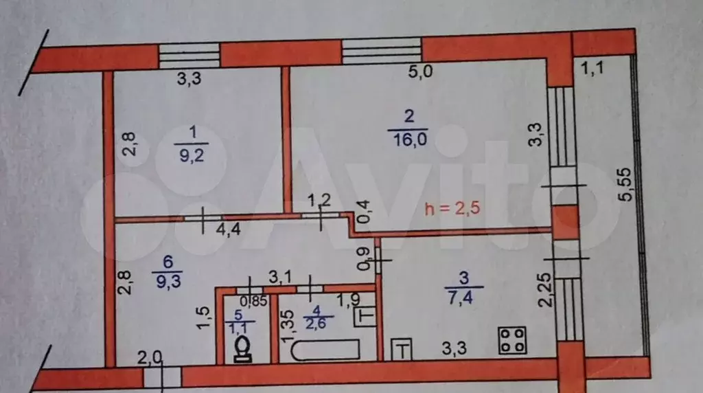 2-к. квартира, 46 м, 2/2 эт. - Фото 0