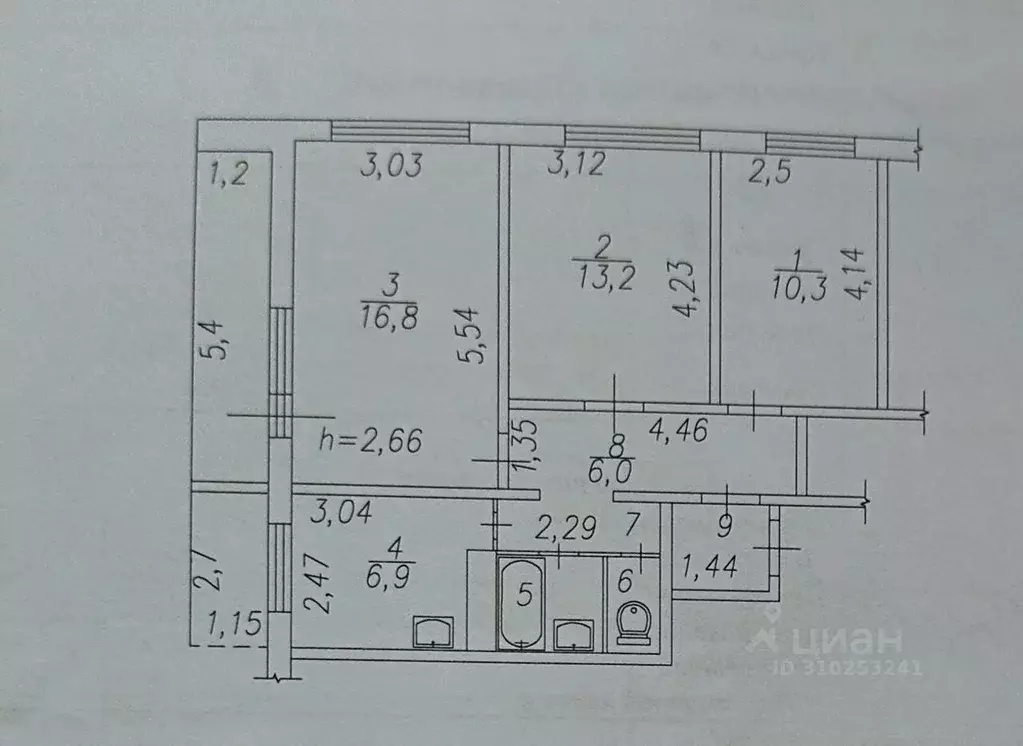 3-к кв. Кемеровская область, Новокузнецк ул. Белана, 37 (61.0 м) - Фото 0