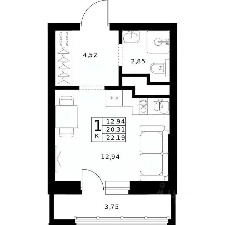 Студия Нижегородская область, Нижний Новгород Ленгородок мкр, Мед ... - Фото 1