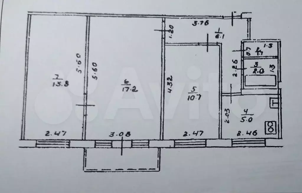 3-к. квартира, 57,1 м, 3/5 эт. - Фото 0