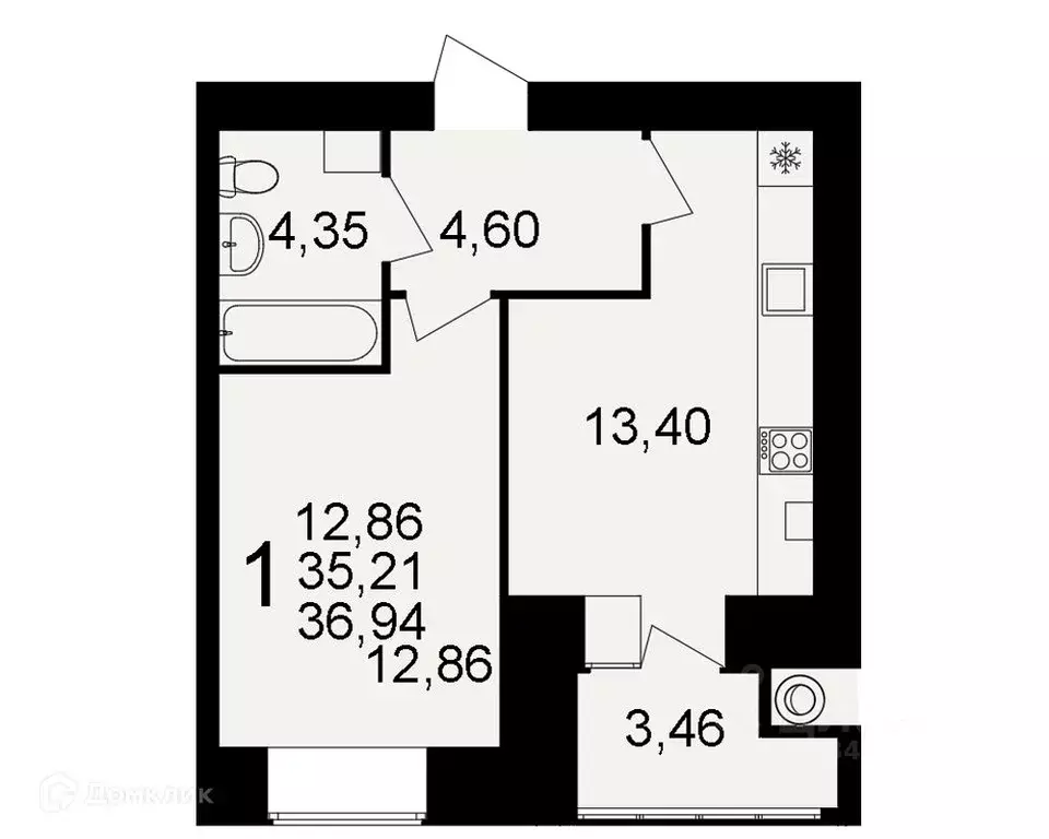 1-к кв. Рязанская область, Рязань ул. Княжье Поле, 10 (36.94 м) - Фото 2
